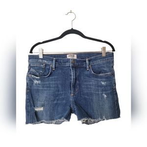 Agolde Blue Wash Distressed Shorts